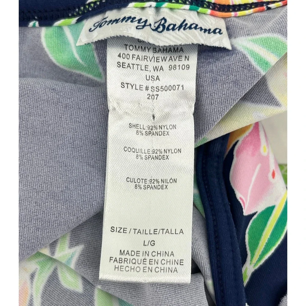 Tommy Bahama Womens Floral Ruffle Swim Dress Navy Blue SS500071‎ Size L